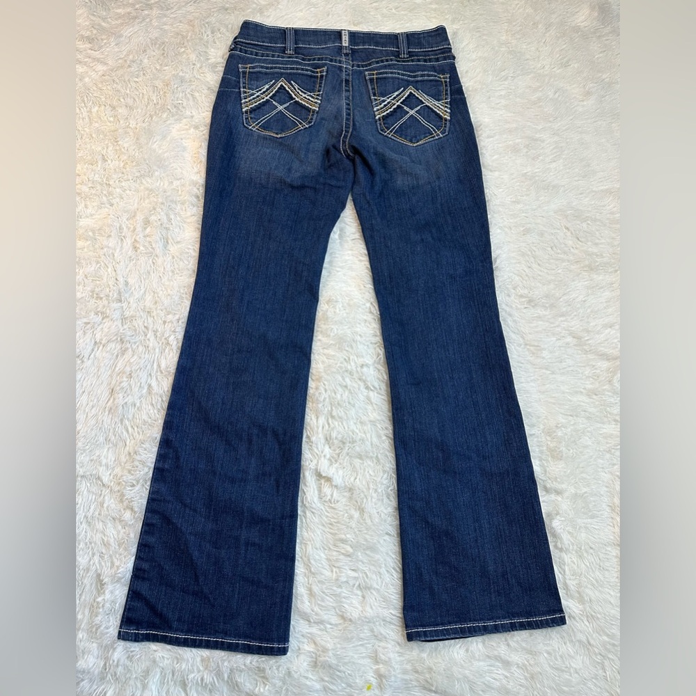 Ariat Real Denim jeans Stitching woman’s size 31 L X 34 Bootcut Western Stretch